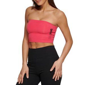 DKNY Sport Womens Exploded Sport Outline Logo Athletic Yoga Tube Top Large Pink